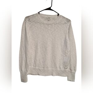 J. Crew Heathered White Crewneck Sweater